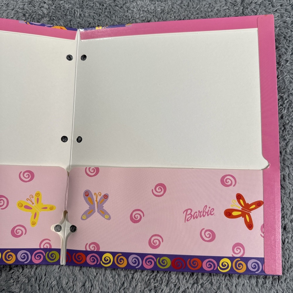 Vintage 1990s Barbie 3 Ring Folder For Binder 2 Pocket Folders Art Doll Graphic - Picture 12 of 13